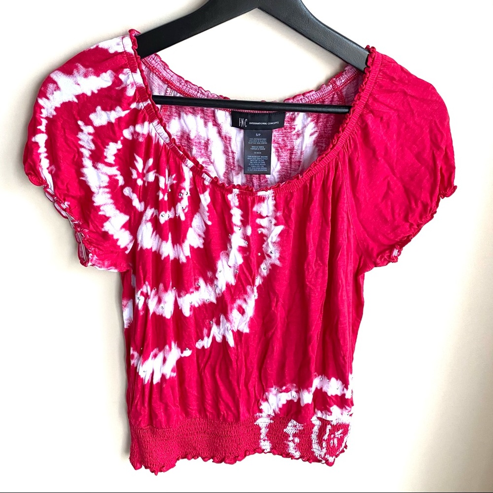 Red & White Twist Dyed Blouse